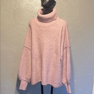 Free People Soft Pink Cowl Neck Sweater
